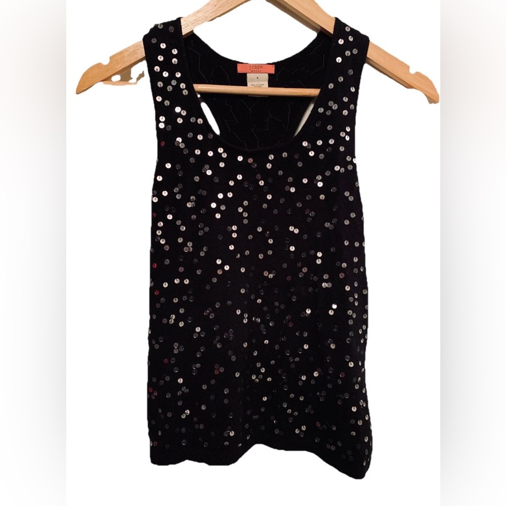 J. Crew Black lambswool sequin tank sweater Tank Size S